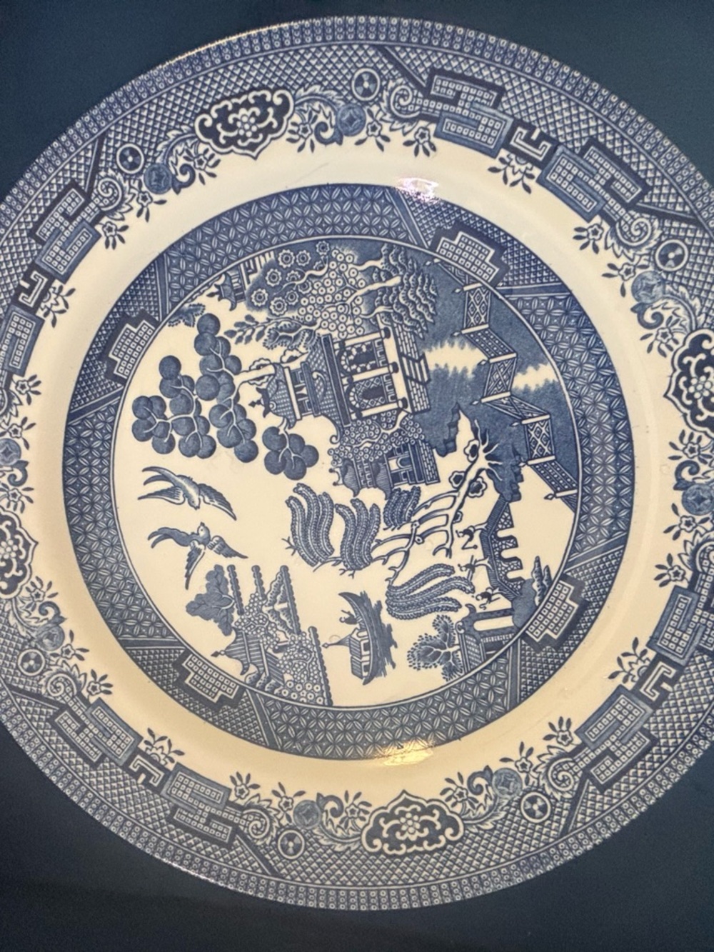 Church Hill Blue Willow Pattern Dinner Plate - Blue and Cream - Picture 2 of 11